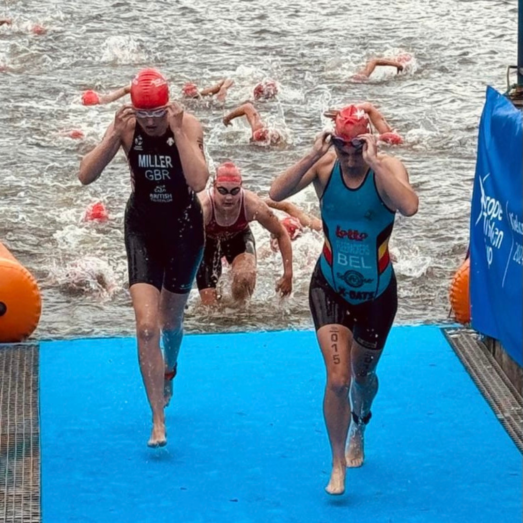 Elite athletes Mr Lund, Ms Miller and Mr Perham compete in international Triathlon competitions